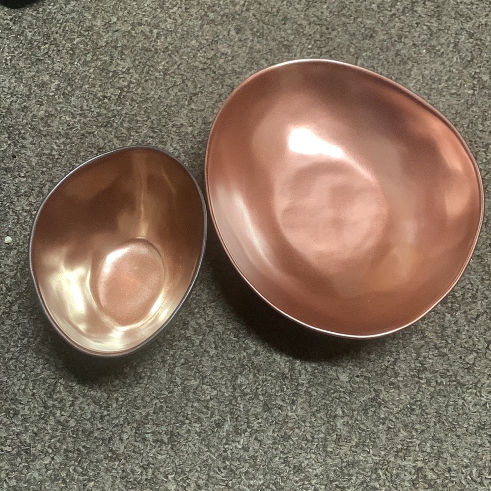 Anthropologie Metallic Copper Nested Serving Bowls